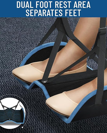 Everlasting Comfort Airplane Foot Hammock - Memory Foam Foot Rest for Plane Travel - Portable Foot Rest for Air Travel, Desk & Car - Airplane Essentials Foot Hammock for Plane Travel