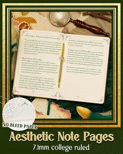 Thick Journal for Women & Girls, 360 Pages A5 Writing Journaling Notebook with Paintings, Women Journal for Writing, Vintage Journal with Gift Box & Pen for Women Gift Ideas (Deep Olive Green)