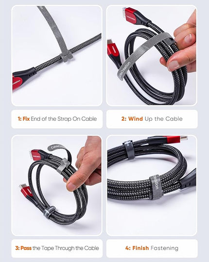 CableCreation 100PCS Fastening Cable Ties Reusable, Premium 6-Inch Adjustable Cord Ties, Nylon Cable Management Straps Hook Loop Cord Organizer Wire Ties Reusable Black