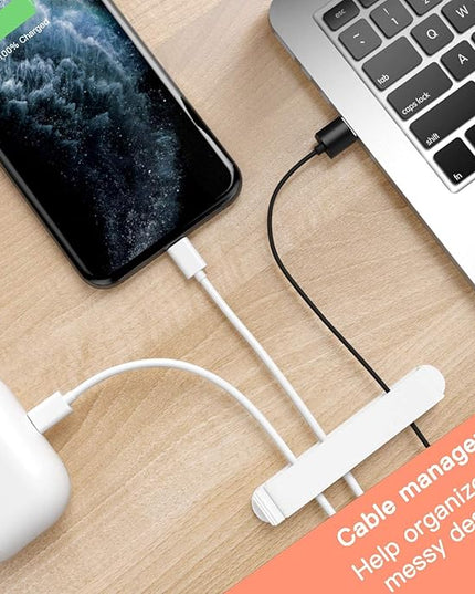 pzoz Cable Clips, 3 Pack Cord Organizer Charger Cable Management for Organizing Home Office Desk Phone Car Cable Wire, Self Adhesive Cord Holders (White)