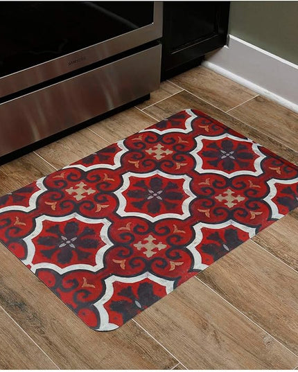 J&V TEXTILES Anti Fatigue Cushioned Comfort Mat, Ergonomically Durable, Supportive, Padded, Thick and Washable, Stain-Resistant, Kitchen, Garage, Office Standing Desk Mats (Marrakesh)