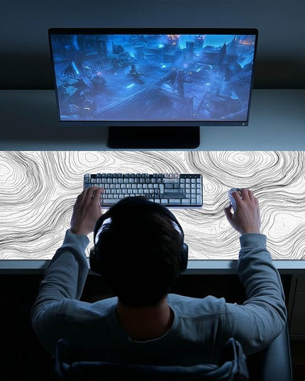 Mouse Pad Gaming Mousepad 31.5 x 11.8 Inch Large Keyboard Desktop Mat Diatomite XL Mouse Pad for Home and Office Desk Accessories with Abstract Line Contour Artwork