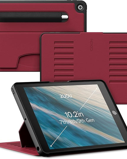 ZUGU Case for 10.2 Inch iPad 9th Generation Case 7th / 8th Generation (2021/2020/2019), Protective, Thin, Sleek Design, Magnetic Stand, Sleep/Wake Cover, Magnetic Cover, Red