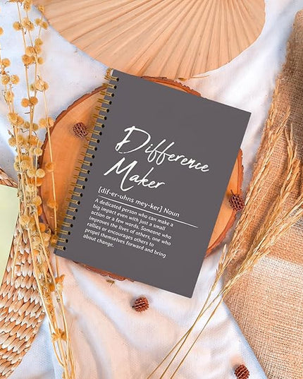 OXW Difference Maker Appreciation Gift, Meeting Notebook for Work, Thank You Gifts for Leader Mentor Manager Boss, Office Supplies Social Worker Notebook, Gray Hardcover Spiral Notebook 5.5 x 8.3