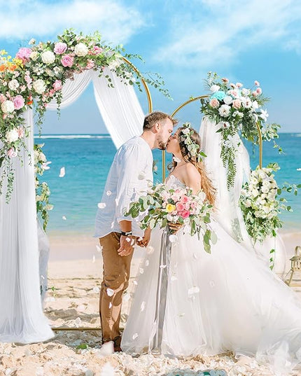 Metal Arch Backdrop Stand, 7.2FT+6FT Wedding Arch Backdrop Stand, Set of 2 Gold Backdrop Arch Stand, Wedding Arch Frame for Wedding Ceremony Birthday Party Baby Shower Graduation Ceremony Decoration