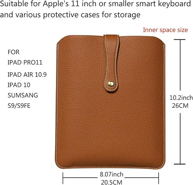 Laptop Sleeve Genuine Leather,Compatible with ipad pro 11 inch, Ipad Air 10.9 inch M2 2024,Air5/4 2022/2020 case, Compatible with ipad 10,accommodate Magic Keyboard，Galaxy Tab S9/S9 FE Bag