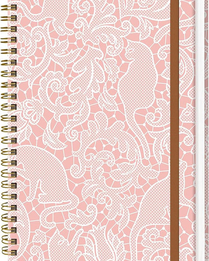 Spiral Journal Notebook for Women, Hardcover A5 College Ruled Notebook, 120 Pages, Thick Paper, Cute Lined Journal for School, Office & Work, 6 x 8.4 in(Pink Leopard)