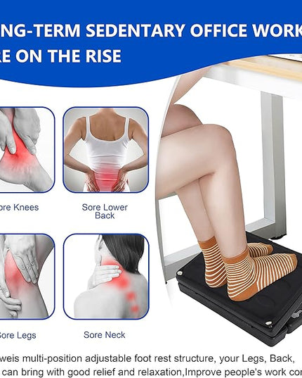 Adjustable Foot Rest and Footstool Under Desk, Ergonomic Leg Rest with Massage Roller, Height & Angle Adjustable, Detachable Cushion for Office and Home (Black)