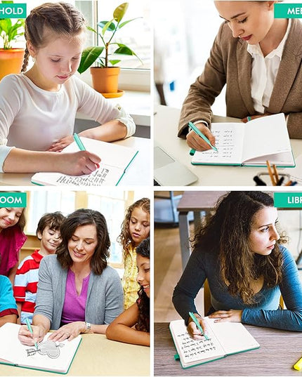 feela 12 Pack Notebooks Journals Bulk, Hardcover Notebook Classic Ruled Lined Journals with Pen Holder for Women Girls School Business Supplies, with 12 Black Pens, 120 GSM, 5.1”x8.3”, A5, Aqua