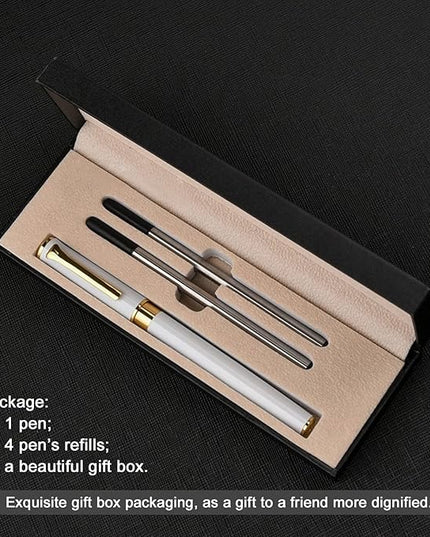 YIVONKA Luxury Ballpoint Pen Black Refill Line width 0.5mm,Best Office Pen Gift for Men & Women Professional Executive,Nice BallPens Classy Gift Box (White)