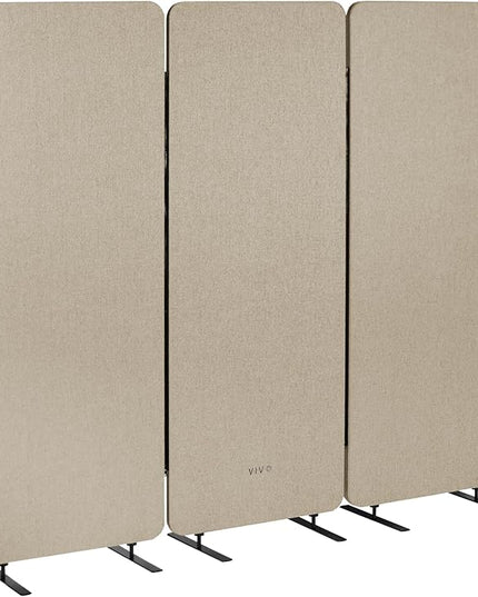 VIVO Freestanding 72 x 66 inch Privacy Panel, Cubicle Divider, Acoustic Wall Partition, x3 24 inch Panels, Beige, PP-3-T072BE