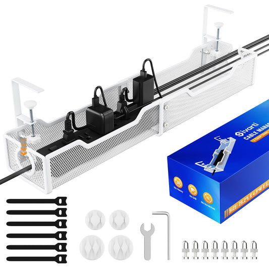 Sivarti Cable Management Under Desk - 25.2" Open Slots No Dill Cable Tray