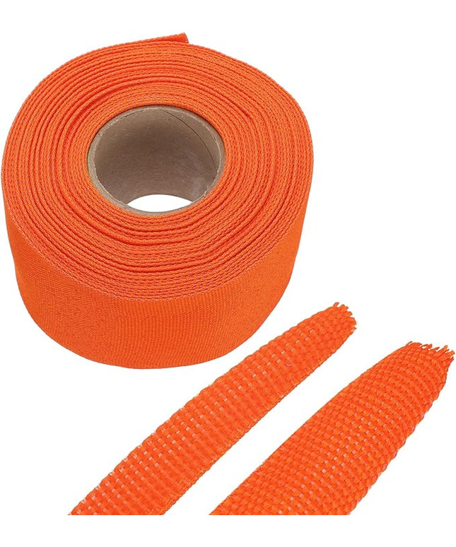 MECCANIXITY Braided Cable Sleeves Heat Shrinkable Fabric Sleeving, 2" 40ft Orange 2:1 Ratio Heat Shrinkable Cord Protector for Harness Cable, Network Cable Protection, Cable Management