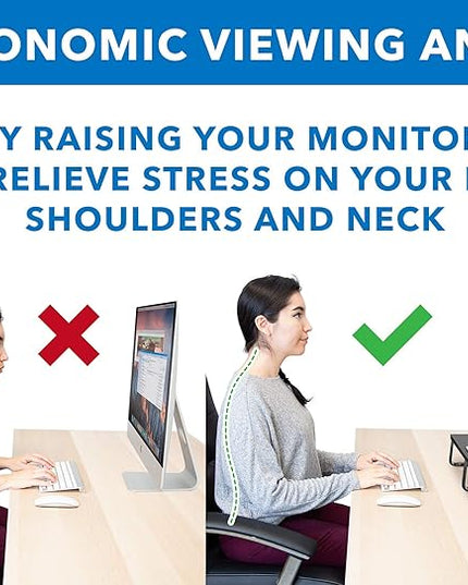 Mount-It! 39" Extra Long Dual Monitor Stand Riser – Ergonomic Desk Organizer for 2 Monitors, Laptop, TV, or Printer – Heavy-Duty Steel & Wood Desktop Shelf with Storage – Supports 44 Lbs – Black