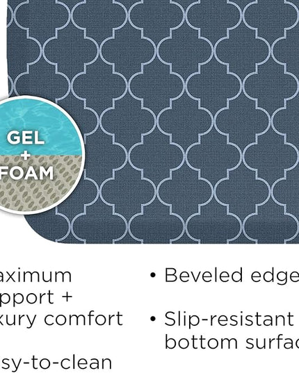 GelPro Elite Premier Anti-Fatigue Kitchen Comfort Floor Mat, 20x36, Trellis Deep Sea Stain Resistant Surface with Therapeutic Gel and Energy-Return Foam for Health & Wellness