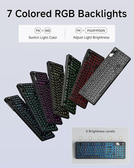 C98 Wired Keyboard and Mouse Combo, Wired Computer Keyboards with Wrist Palm, Double-Shot Keycaps, Silent RGB Backlight Keyboard for Windows/MAC/PC (Black)