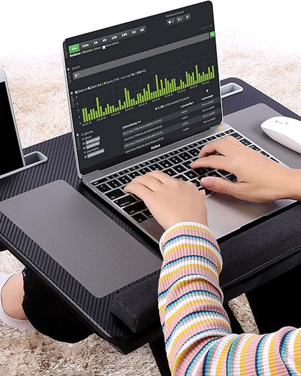 Extra Large Lap Laptop Desk- Home Office Portable LapDesk with Mouse Pad & Wrist Rest for Notebook/MacBook/Tablet, Sofa Bed Working, Writing, Drawing (Carbon Black, Fit Up to 17-inch Laptops)