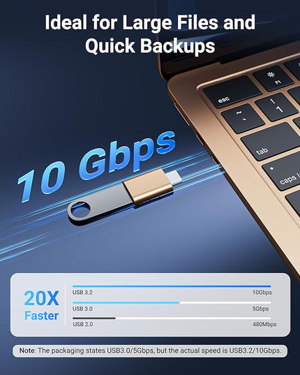 Syntech USB C to USB Adapter [2 Pack] USB C Male to USB3 Female Adapter Compatible with iPhone 17 Pro Max iMac iPad mini/Pro 2021 MacBook Pro Air 2024 and Other Type C Devices, Gold