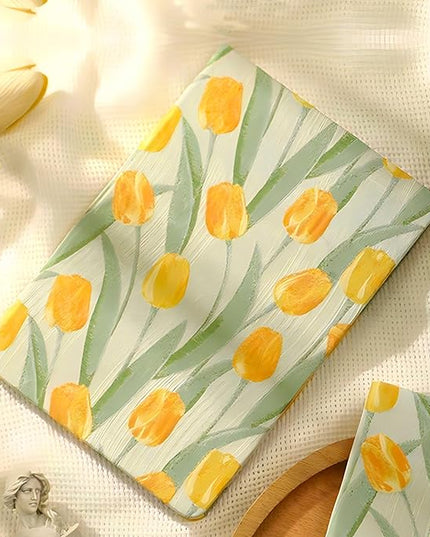 Tulip Gifts, Floral Journal, Cute Notebook, Embroidered Flower Cover, A5, Lined Paper, Wide Ruled, Hardcover, Lay Flat, Journal for Women, Pretty, Garden Journal, Tulips