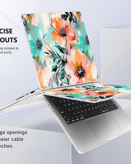 May Chen Case for MacBook Pro 14 inch, Models A2442 A2779 A2918 A2992 A3401 A3185 A3112 A3434, M1 M2 M3 M4 M5 Chip (2021-2025 Release), Plastic Hard Shell Case with Keyboard Cover, Floral Water