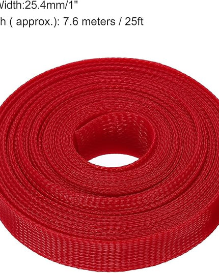 uxcell Expandable Sleeving, 1-inch 25ft Cable Sleeve, Red
