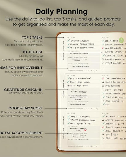 PRODUCTIVITY STORE Pro - Undated, 2026 Planner, 5.8” x 8.3” - The #1 Productivity Planner to Achieve Your 2026 Goals - Planner 2026-2027 - Brown - A5