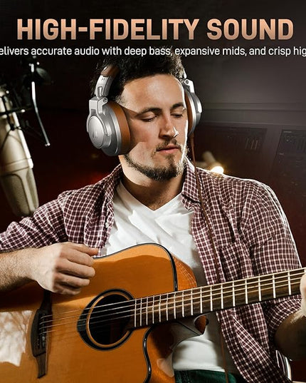 MAONO Professional Studio Monitor & Mixing DJ Headphones - Over Ear Closed Back Stereo Wired Headphones for Guitar AMP, Podcast, Recording, Streaming, PC, Music Production, Keyboard, MH700 Silver