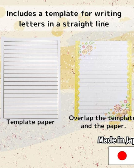 Iyo Washi Stationery Paper 15 Sheets (9.7 x 6.9 inch), Made in Japan, Yellow Flowers Stationery Paper Japanese Paper, Printable, Inkjet Printer, for Letter Writing, Greeting Card