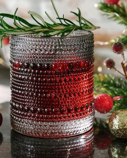 Kate Aspen Hobnail Beaded Drinking Glasses Vintage Glassware Set | Cocktail Glass Set, Juice Glass, Water Cups | Makes A Great Hostess Gift, Gift for Newlyweds (Smoke Grey)