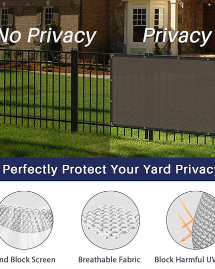 Windscreen4less Privacy Fence Screen Heavy Duty Windscreen Fencing Mesh Fabric Shade Net Cover with Brass Grommtes for Outdoor Wall Garden Yard Pool Deck, 6'x171' Brown