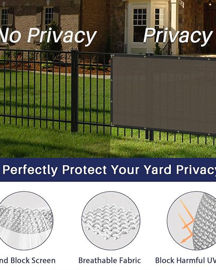 Windscreen4less Privacy Fence Screen Heavy Duty Windscreen Fencing Mesh Fabric Shade Net Cover with Brass Grommtes for Outdoor Wall Garden Yard Pool Deck, 6'x151' Brown