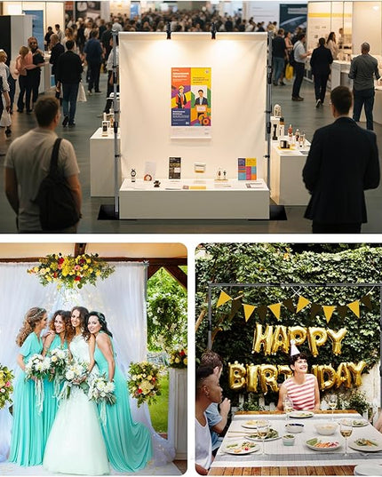 Backdrop Stand, 8x10ft Metal Base Photo Studio Support System, Adjustable Backdrop Frame for Photography, Streaming, Wedding, Projector Screen, Tool Free Setup & Portable Carry Bag