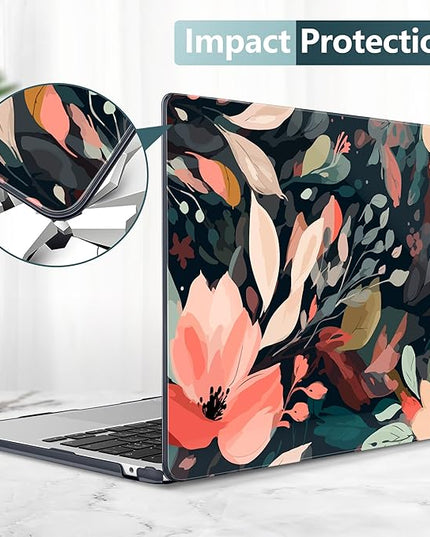 DONGKE for M4 MacBook Air 13.6 Inch Case 2025 2024 2023 2022 Model A3240 A3113 A2681 M3 M2 Chip, Plastic Hard Shell Case Cover with Touch ID for MacBook Air 13 Inch M4 - Painted Florals