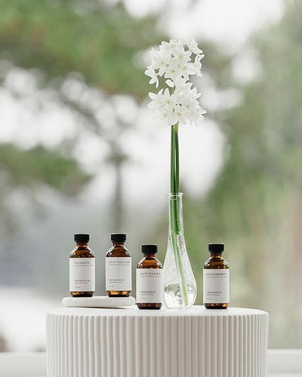 AromaTech The Tea Collection Set | Gift Set of Aroma Diffuser Essential Oils Blend of Matcha Moment, Tea Garden, White Tea & Iris and White Tea & Thyme - 10 Milliliter