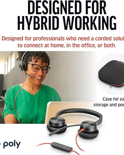 Poly Blackwire 8225 Premium Wired Headset (Plantronics) – Active Noise Canceling – Hi-fi Stereo - Connect to PC/Mac - Works w/Teams, Zoom - Amazon Exclusive