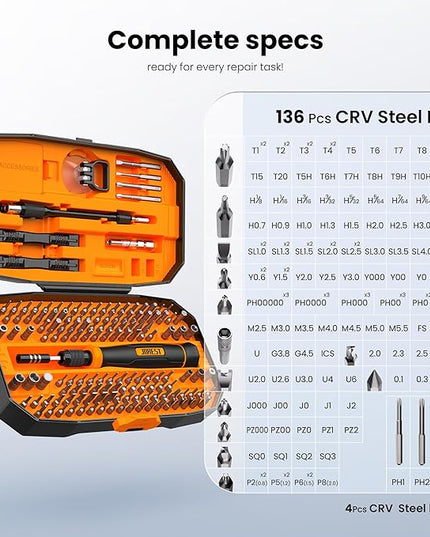 JOREST 152 in 1 Precision Screwdriver Set, Tool Gifts for Men, Magnetic Tool Kit with Torx Triwing Bits, Repair for Electronics,Macbook, Laptop, PC, RC, PS5, iphone,Jewelers, XBOX, Glasses