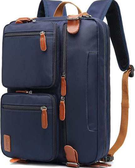 CoolBELL Convertible Backpack Messenger Shoulder Bag Laptop Case Handbag Business Briefcase Multi-Functional Travel Rucksack Fits 15.6 Inch Laptop for Men/Women (Blue)