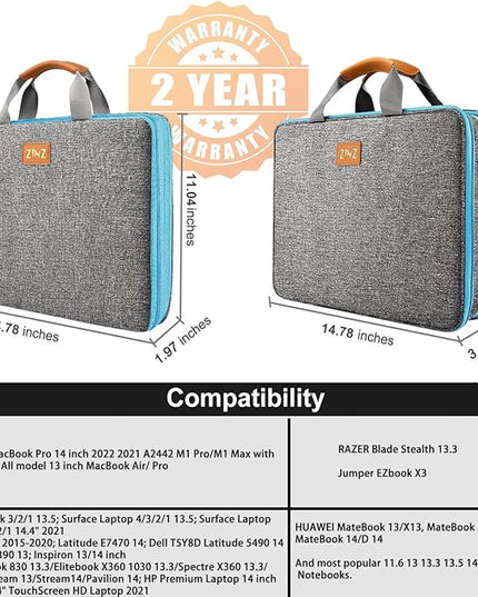 ZINZ Slim Expandable 13 13.3 14 Laptop Case Sleeve Compatible with MacBook Air/Pro 13-14 M1 M2 M3 M4 M5 2021-2023 Pro,13.5 Surface Laptop 4/3,L01G02