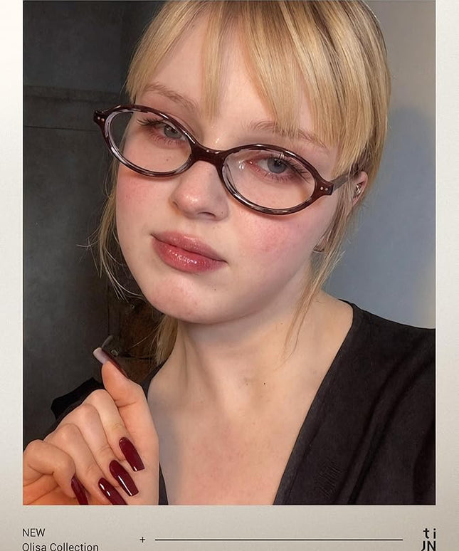 TIJN Olisa Blue Light Blocking Glasses for Women Men,Oval Glasses Frame Bluelight Glasses for Gaming/Computer/Screen