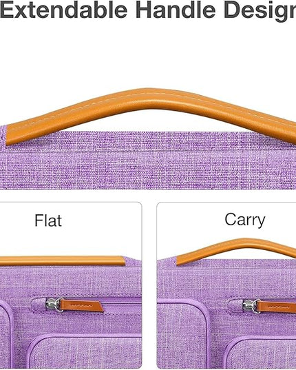 MOSISO 360 Protective Laptop Case 15 inch, 15 inch Laptop Sleeve Compatible with MacBook Air M4 M3 M2 2025 2024 2023, Dell XPS Plus, Side Open Carrying Case with 4 Zipper Pockets&Handle, Lilac