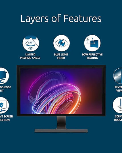 Kensington 21.5 inch Computer Privacy Screen for Desktop, 16:9 Widescreen Monitor, FP215W9 Anti-Glare Blue Ray Reduction Computer Privacy Filter, Matte and Glossy Viewing Options, K55415WW