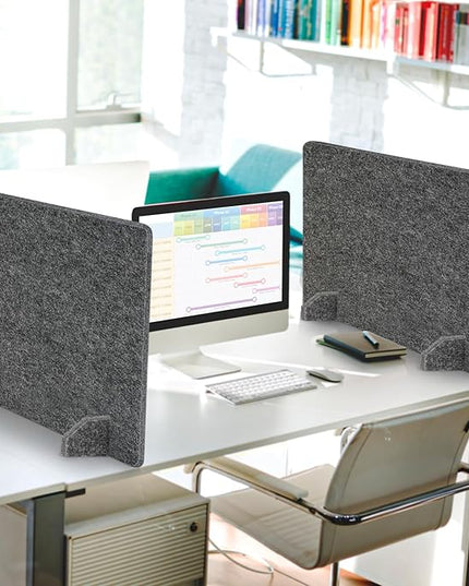 4 Pack Acoustic Desk Dividers - 24" x 20" Freestanding Privacy Panels Set with Noise - Reducing Design Cubicle Sound Proof, Ideal for Office, Classroom, and Home (Dark Gray)