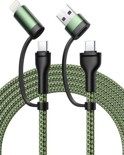 XUDUO Lightning Cable 4 in 1 Charging Cable iPhone Charger, USB C Charger USB A/C to C/L Fast Multi Charging Cord for iPhone 16 15 14 Pro Max/MacBook/iPad Pro/SamSungS24 for Multiple Devices