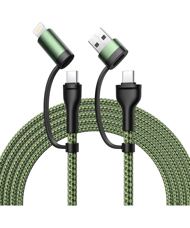 XUDUO Lightning Cable 4 in 1 Charging Cable iPhone Charger, USB C Charger USB A/C to C/L Fast Multi Charging Cord for iPhone 16 15 14 Pro Max/MacBook/iPad Pro/SamSungS24 for Multiple Devices