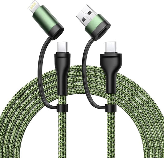 XUDUO Lightning Cable 4 in 1 Charging Cable iPhone Charger, USB C Charger USB A/C to C/L Fast Multi Charging Cord for iPhone 16 15 14 Pro Max/MacBook/iPad Pro/SamSungS24 for Multiple Devices