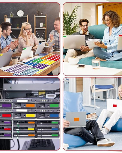 18 Sheets Classroom Laptop Labels-Chromebook Color Coding Stickers with Round & Rectangular Styles,Paper Cable Label Chromebook Labels to Write for Teacher Classroom Computer Management (6 Color)