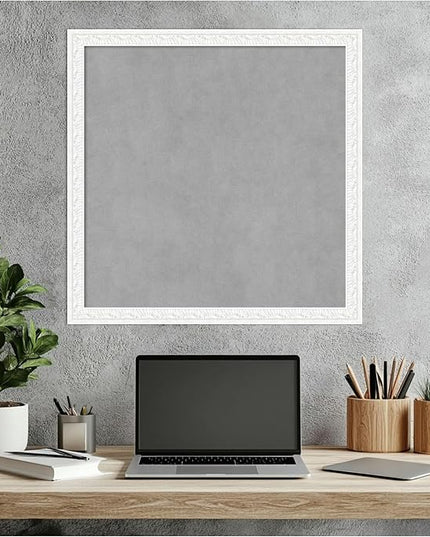 Amanti Art White Framed Magnetic Board 22x22 Medium Vision Board for use with Magnets, 100% Metal Sheet to Display Items as Office Decor or for Home Organization in mudroom, Kitchen or Kids Room