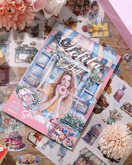 Auguro Scrapbooking Stickers 20 Sheets Pre-Cut 200 washi Stickers PET People Sticker Books for journaling Scrapbook Supplies Transparent Journal Sticker
