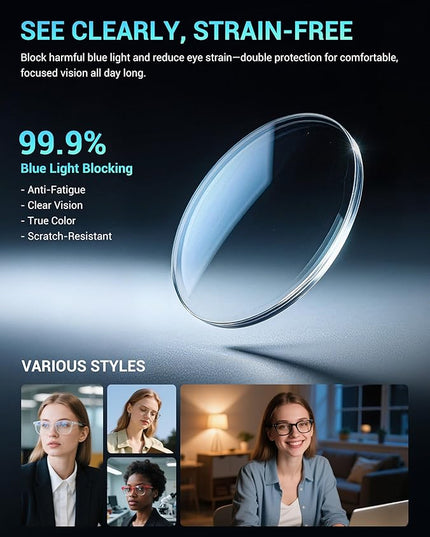 TIJN Olisa Blue Light Blocking Glasses for Women Men,Oval Glasses Frame Bluelight Glasses for Gaming/Computer/Screen
