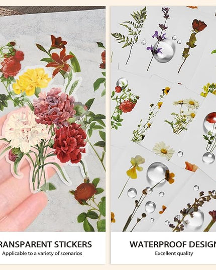 PRSTINCOL Flower Sticker Book, 40 Sheets 470pcs Floral Botanical Themed Journaling Supplies for Scrapbooking Supplies Aesthetic Junk Journal Craft DIY Craft Card Making Laptop